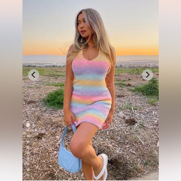 Beginning Boutique Dresses & Skirts - SOLD Beginning Boutique Cloud Nine Halter Mini Dress Rainbow